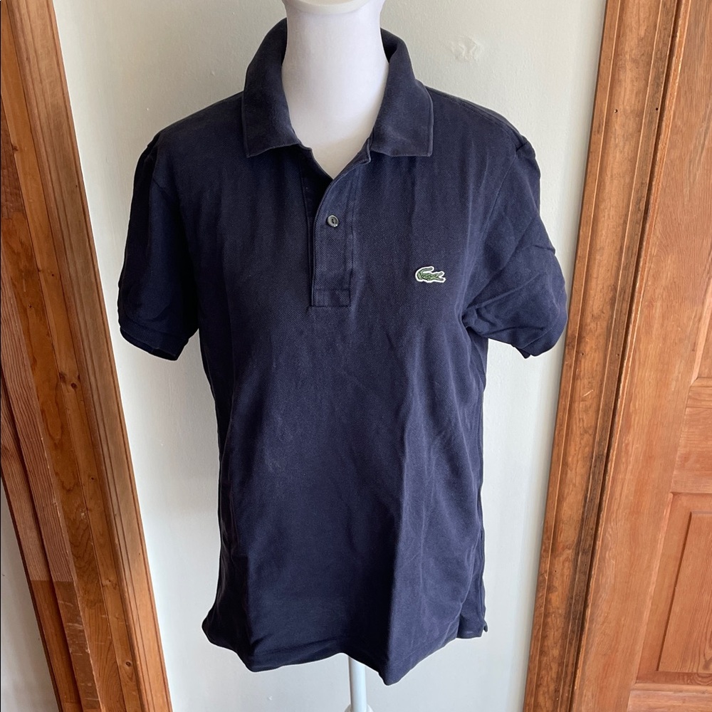 LACOSTE Navy Polo Button Down Short Sleeve Shirt Small